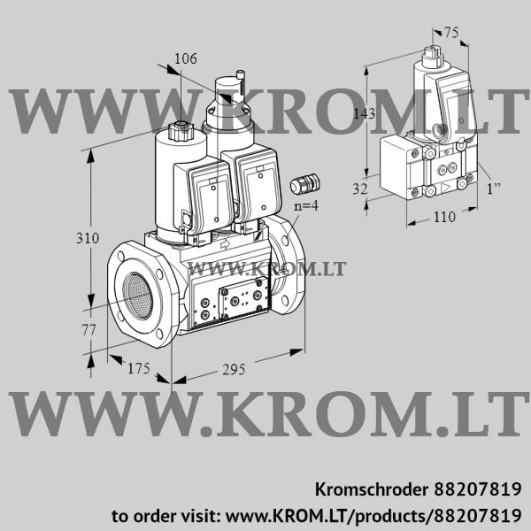 Kromschroder VCS 665F05NLQGR3E/PPPP/PPZ-, 88207819 double solenoid valve, 88207819