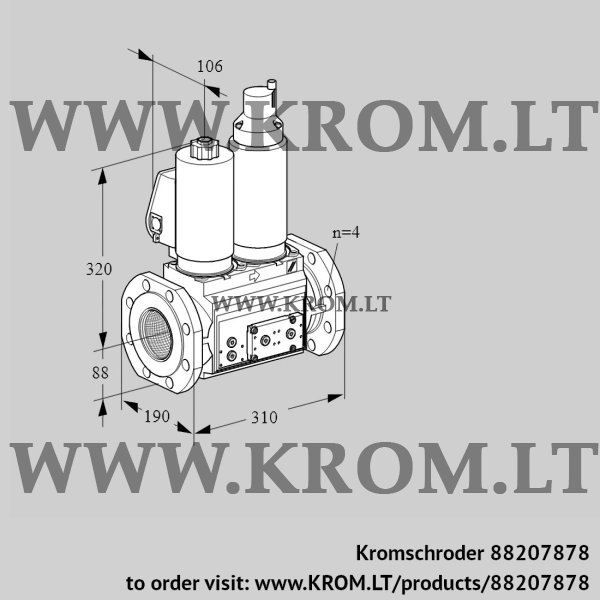 Kromschroder VCS 7T80A05NLQSLE/PPPP/PPVP, 88207878 double solenoid valve, 88207878