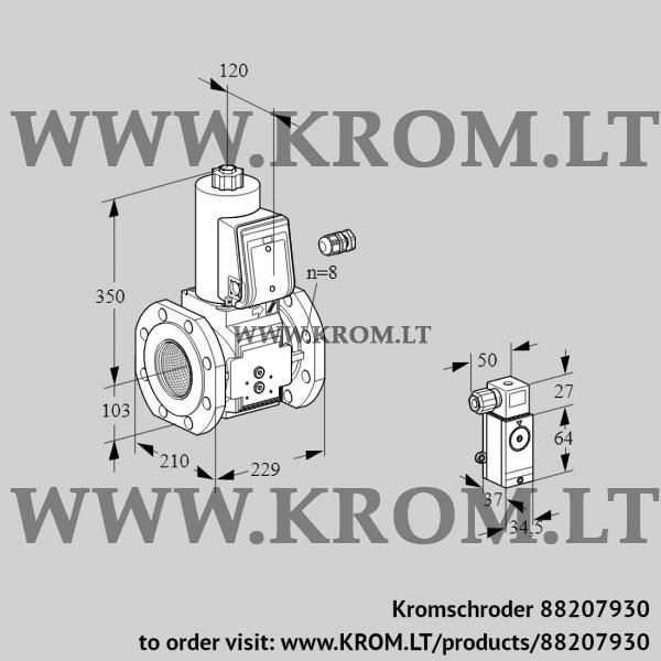 Kromschroder VAS 8100F05NW3E/P3/EP, 88207930 gas solenoid valve, 88207930