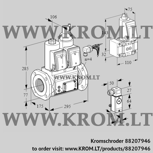 Kromschroder VCS 665F05NLWRE/PPB-/PP3P, 88207946 double solenoid valve, 88207946