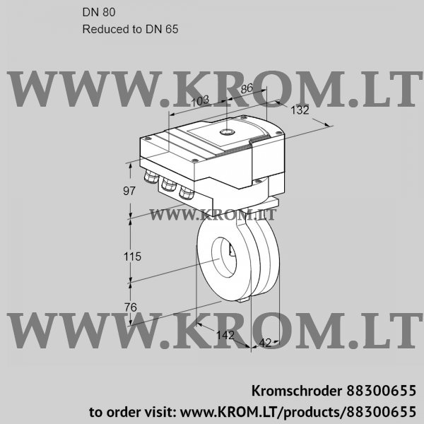 Kromschroder IBA 80/65Z05/20-60W3E, 88300655 butterfly valve, 88300655