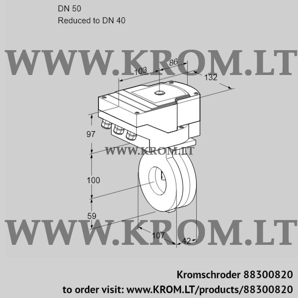 Kromschroder IBA 50/40Z05/20-60W3E, 88300820 butterfly valve, 88300820