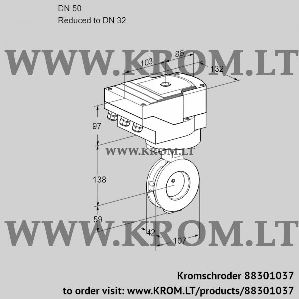 Kromschroder IBAF 50/32Z05/20-30W3TR10, 88301037 butterfly valve, 88301037