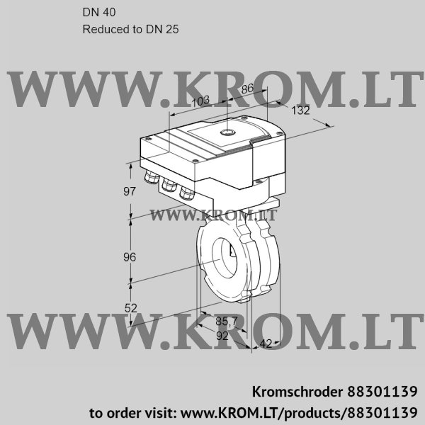 Kromschroder IBG 40/25W05/40A2A, 88301139 butterfly valve, 88301139