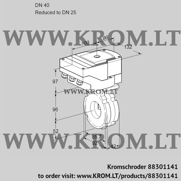 Kromschroder IBG 40/25W05/20-60Q3E, 88301141 butterfly valve, 88301141