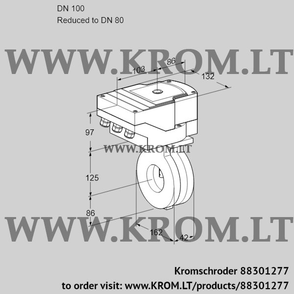 Kromschroder IBA 100/80Z05/40A2A, 88301277 butterfly valve, 88301277