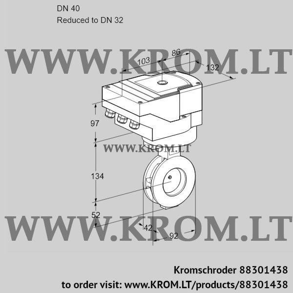 Kromschroder IBGF 40/32Z05/20-30W3TR10, 88301438 butterfly valve, 88301438