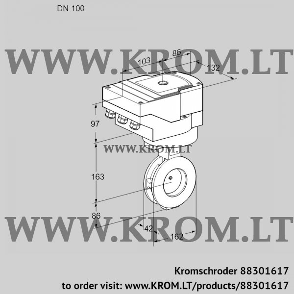 Kromschroder IBAF 100Z05/20-30W3E, 88301617 butterfly valve, 88301617