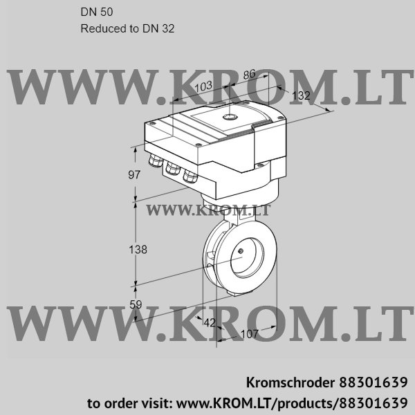 Kromschroder IBGF 50/32Z05/20-07W2E, 88301639 butterfly valve, 88301639