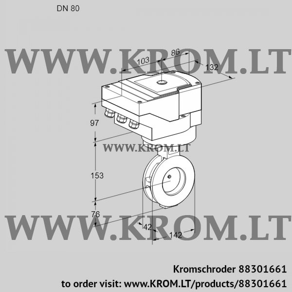 Kromschroder IBAF 80Z05/40A2AR10, 88301661 butterfly valve, 88301661