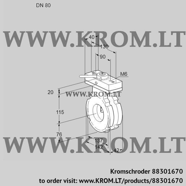 Kromschroder BVG 80W05H, 88301670 butterfly valve, 88301670