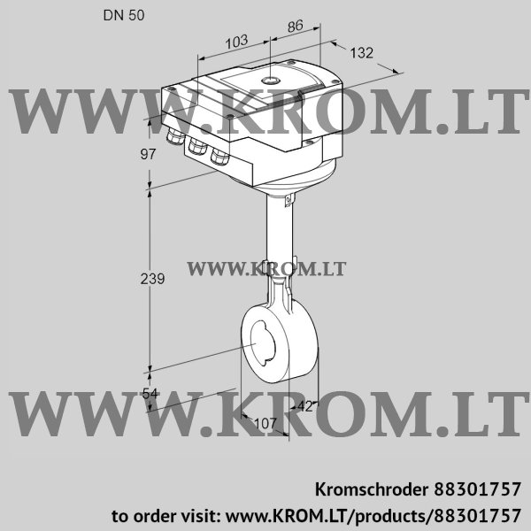 Kromschroder IBHS 50Z01A/40A3A, 88301757 butterfly valve, 88301757