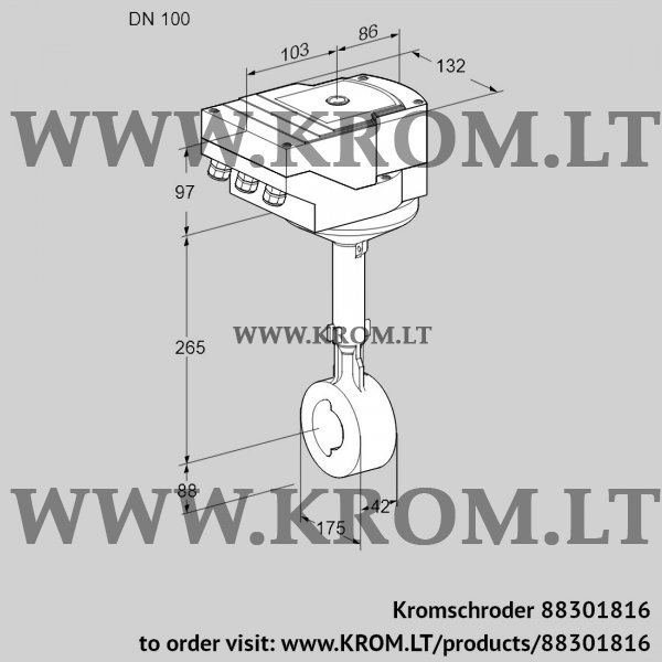 Kromschroder IBHS 100W01A/40A3D, 88301816 butterfly valve, 88301816