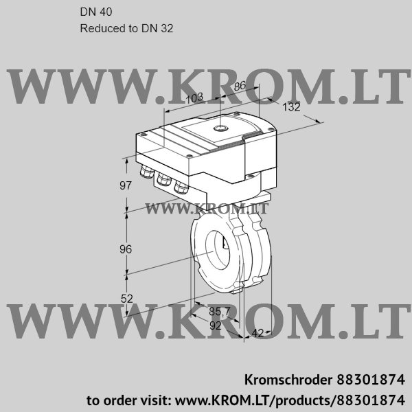 Kromschroder IBG 40/32W05/40A2A, 88301874 butterfly valve, 88301874