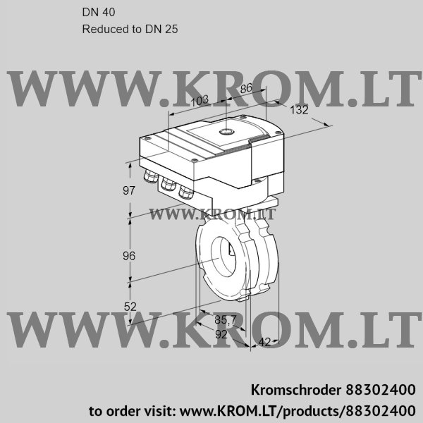 Kromschroder IBG 40/25W05/20-30Q3E, 88302400 butterfly valve, 88302400