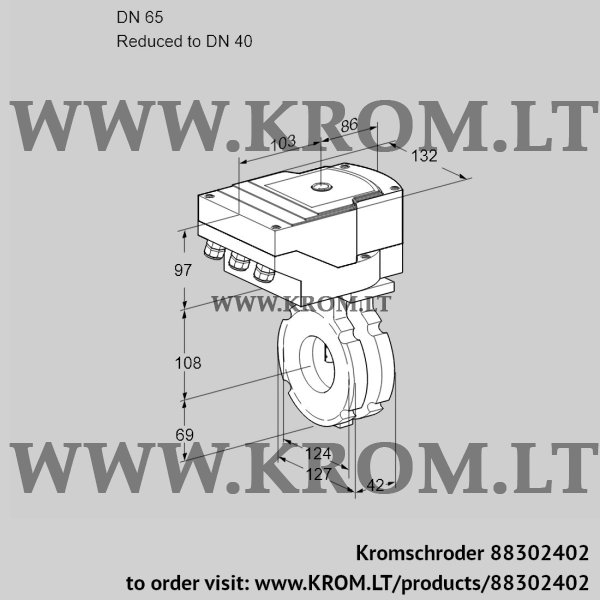 Kromschroder IBG 65/40W05/20-30Q3E, 88302402 butterfly valve, 88302402