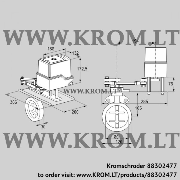 Kromschroder IDR 80Z03D450GDW/50-30W20TR10, 88302477 butterfly valve, 88302477