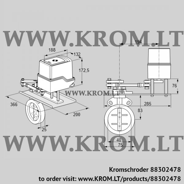 Kromschroder IDR 40Z03D450GDW/50-30W20TR10, 88302478 butterfly valve, 88302478