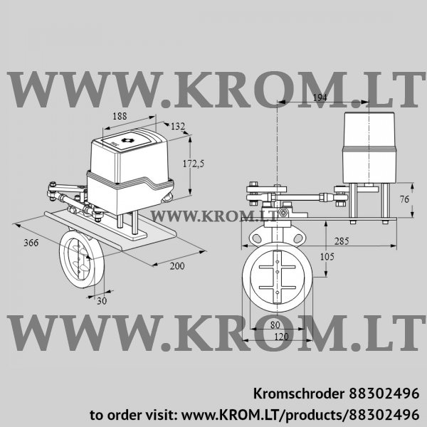 Kromschroder IDR 80Z03D350GDW/50-15W15TR10, 88302496 butterfly valve, 88302496