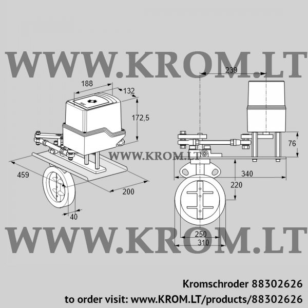 Kromschroder IDR 250Z03D350GDW/50-30W20E, 88302626 butterfly valve, 88302626