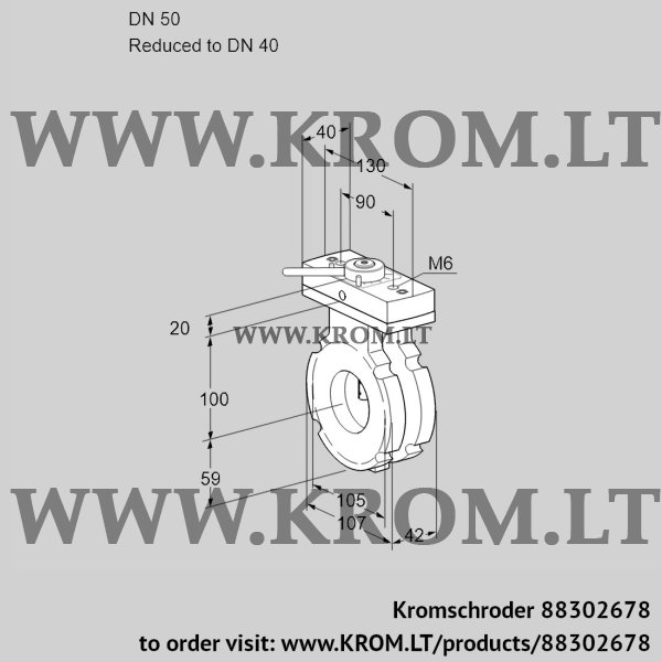 Kromschroder BVG 50/40W05H, 88302678 butterfly valve, 88302678