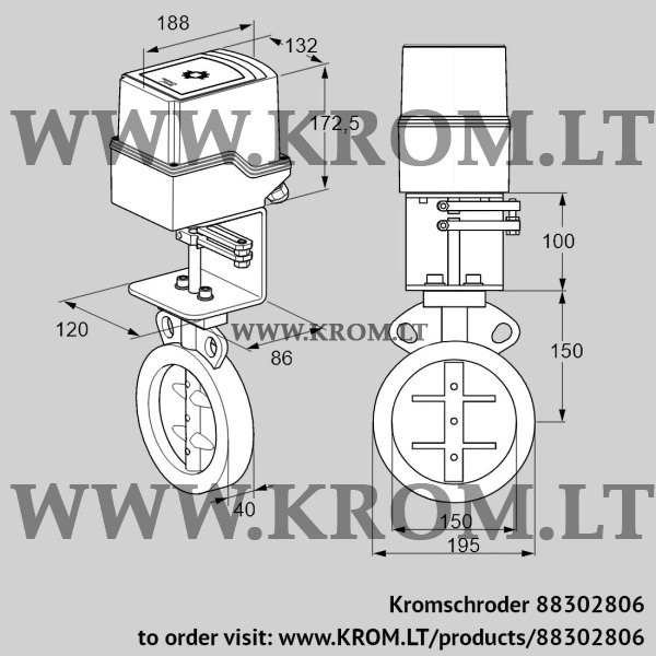 Kromschroder IDR 150Z03D100AS/50-60W30TR10, 88302806 butterfly valve, 88302806