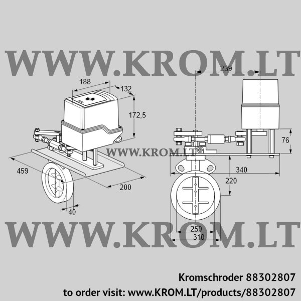 Kromschroder IDR 250Z03D450GAW/50-07W7TR10, 88302807 butterfly valve, 88302807