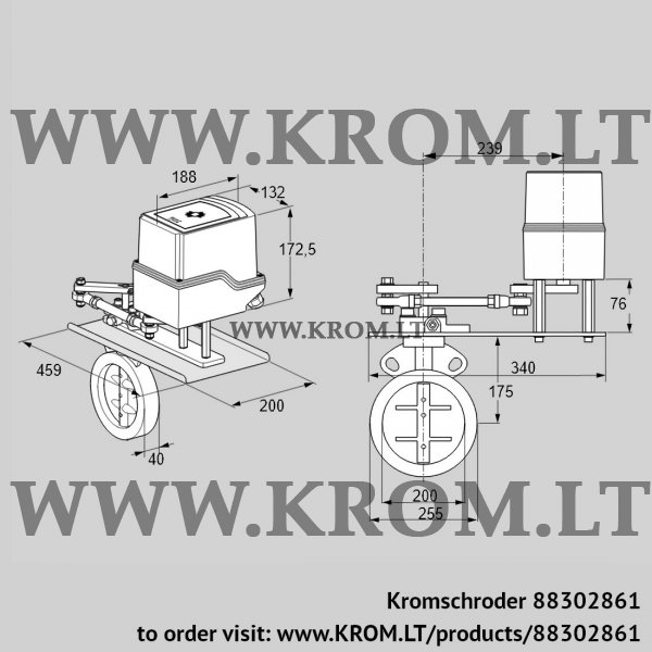Kromschroder IDR 200Z03D100GD/50-30W20E, 88302861 butterfly valve, 88302861