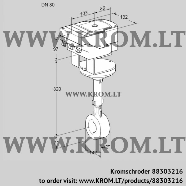 Kromschroder IBHR 80Z01A/40A2DR10, 88303216 butterfly valve, 88303216