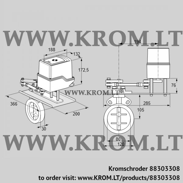 Kromschroder IDR 80Z03D650GDW/50-03H3TR10, 88303308 butterfly valve, 88303308