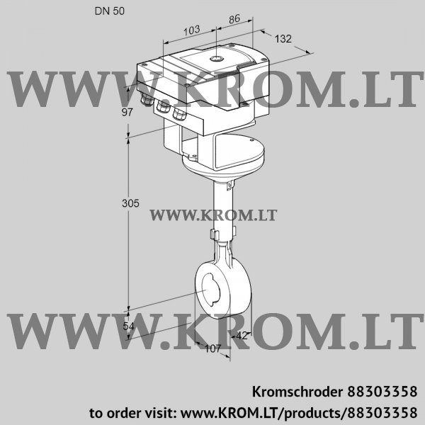 Kromschroder IBHR 50Z01A/20-60W3E, 88303358 butterfly valve, 88303358