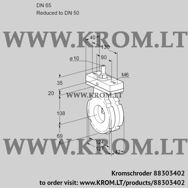 Kromschroder BVG 65/50W05F, 88303402 butterfly valve, 88303402